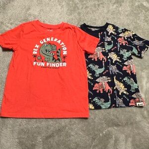 Dinosaur Graphic Kids T-Shirts - Red & Navy- Size 5
